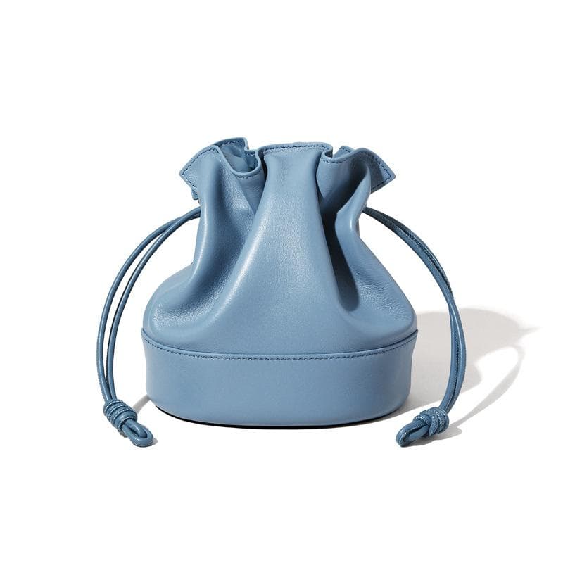 Drawstring Leather Cloud-shaped Bag, High-end and Fashionable Underarm Single-shoulder Bag, Large-capacity Bucket Bag, Crossbody Small Bag blue