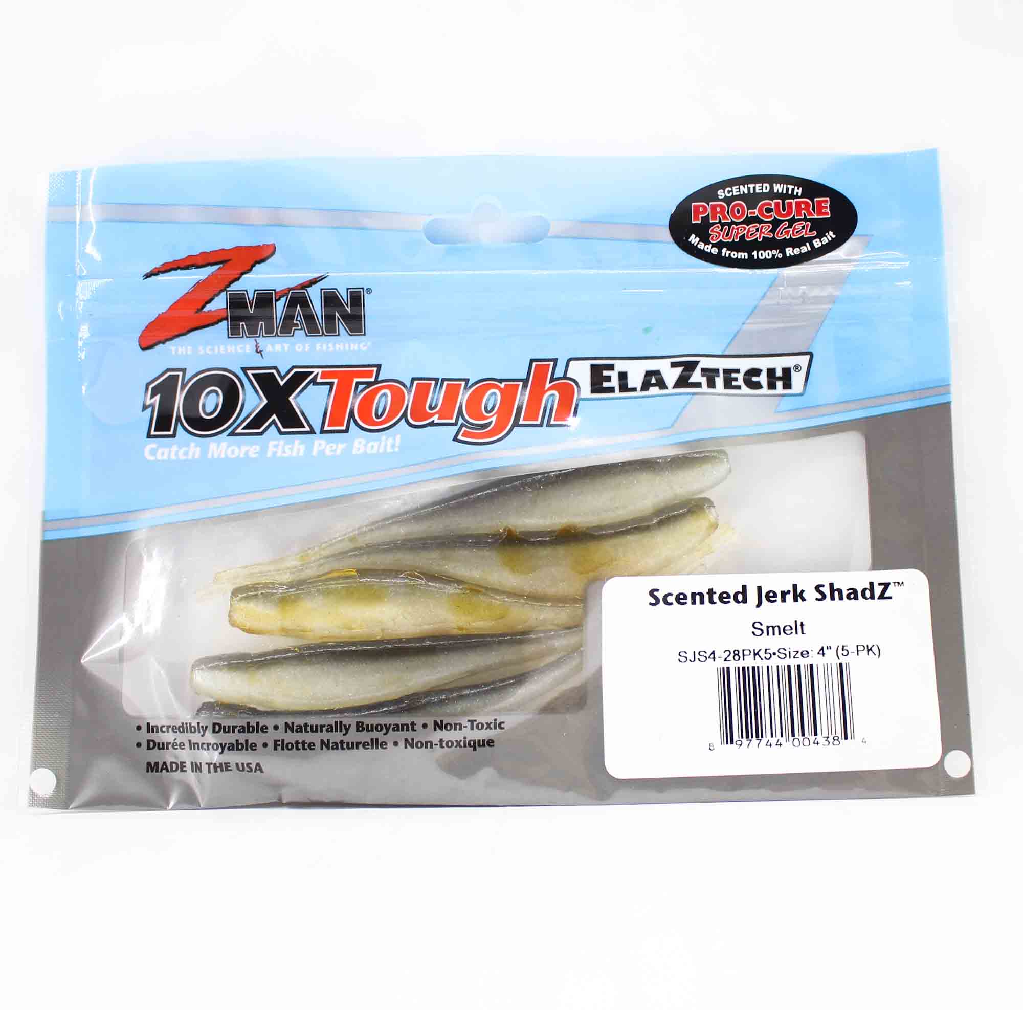Zman Soft Lure Jerk ShadZ 4 Inch 5/Pack Smelt (4384)