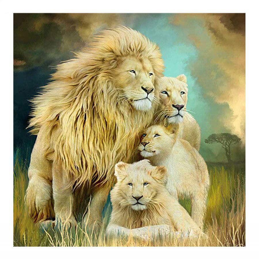 DIY 5D Diamond Painting Full Round Drill Animal Cute Lions Embroidery Cross Stitch Home Decor 30x30CM