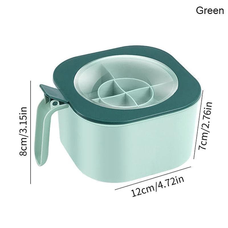 Spice Jar Seasoning Box with Spoon Multi Compartment Salt Pepper Spice Condiment Container Jars Pots Kitchen Accessories green