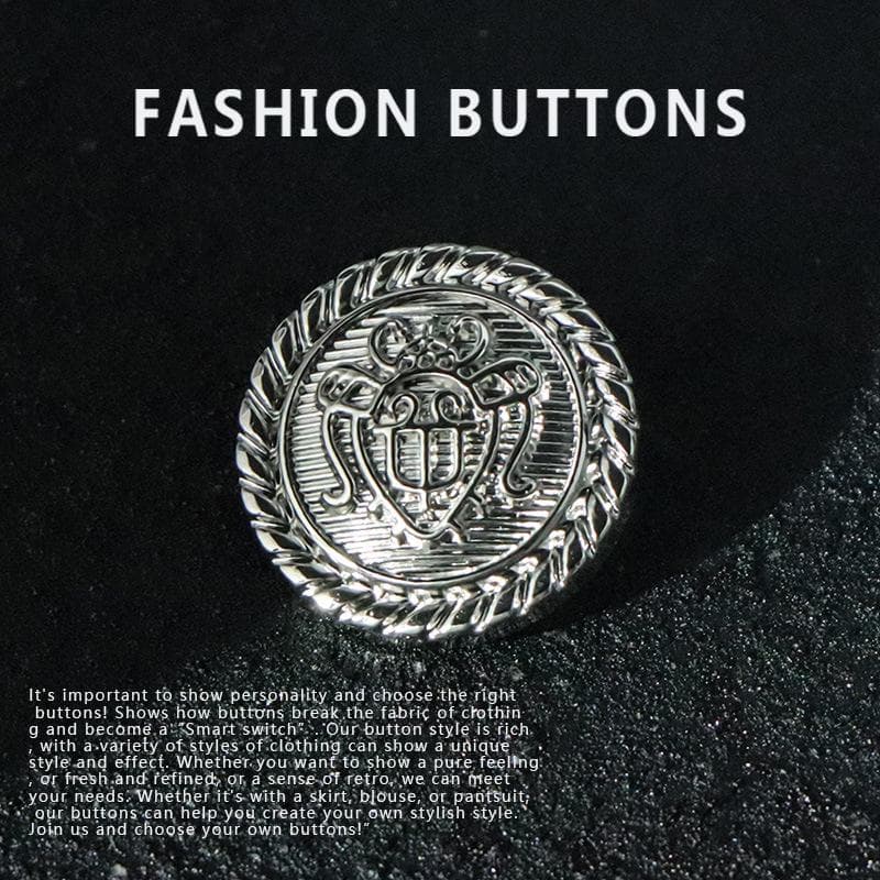 10Pcs Coat Button Metal Round Gold Silver High-End Exquisite Upper Clothes Blazer High-End Buttons bright gray * 23MM