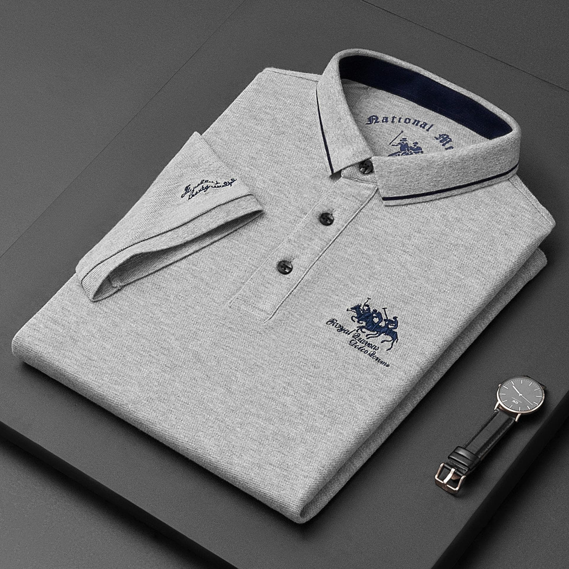 Men's Polo Shirt Summer Short Sleeve T-shirt Men's Bottoming Shirt Casual Embroidered Polo Shirt L