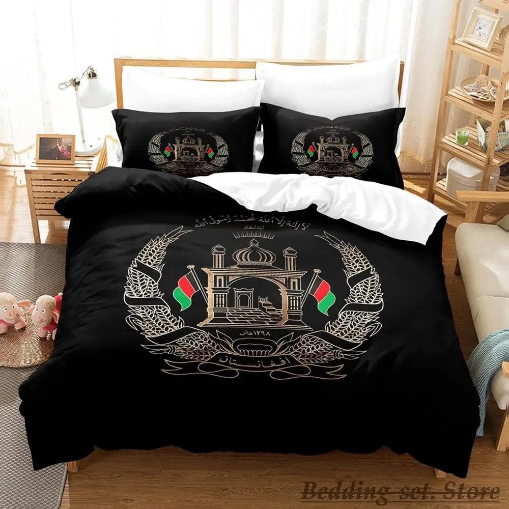 Afghanistan Flag Bedding Set Single Twin Full Queen King Size Bed Set Adult Kid Bedroom Duvetcover Sets parure de lit Bed EU Double 200x200cm