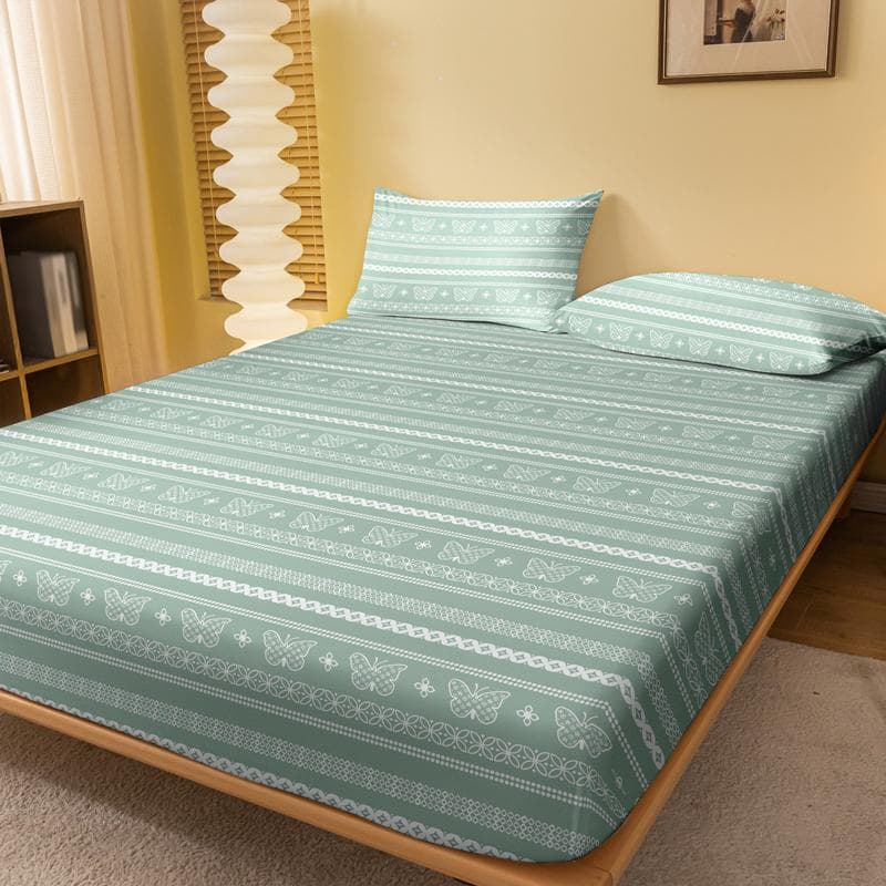 1 Simple Modern Geometry Printed Matte Fitted Sheet, Bedroom Printed Bed Cover, Bedding (Excluding Pillowcases) 71x132cm