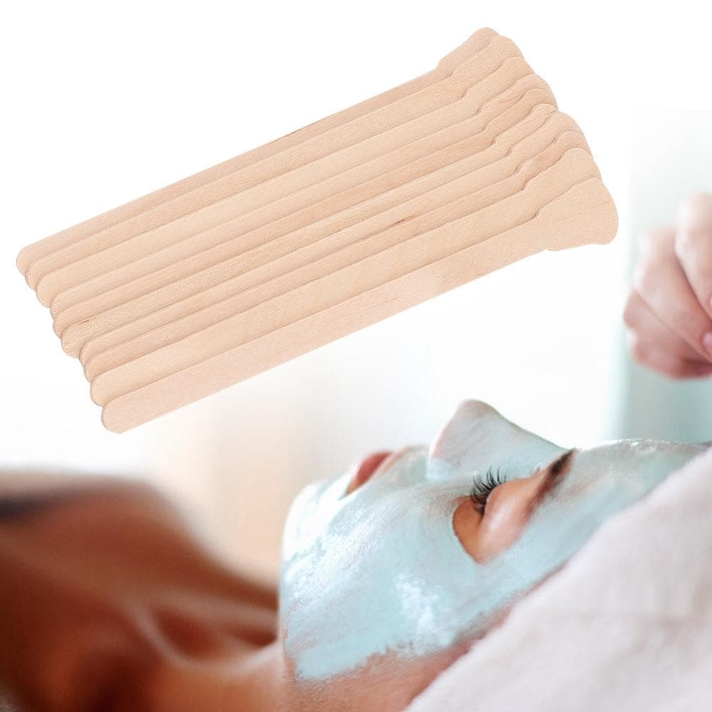 100Pcs Wooden Wax Spatula Depressor Disposable Facial Mask Hair Removal Cream Applicator