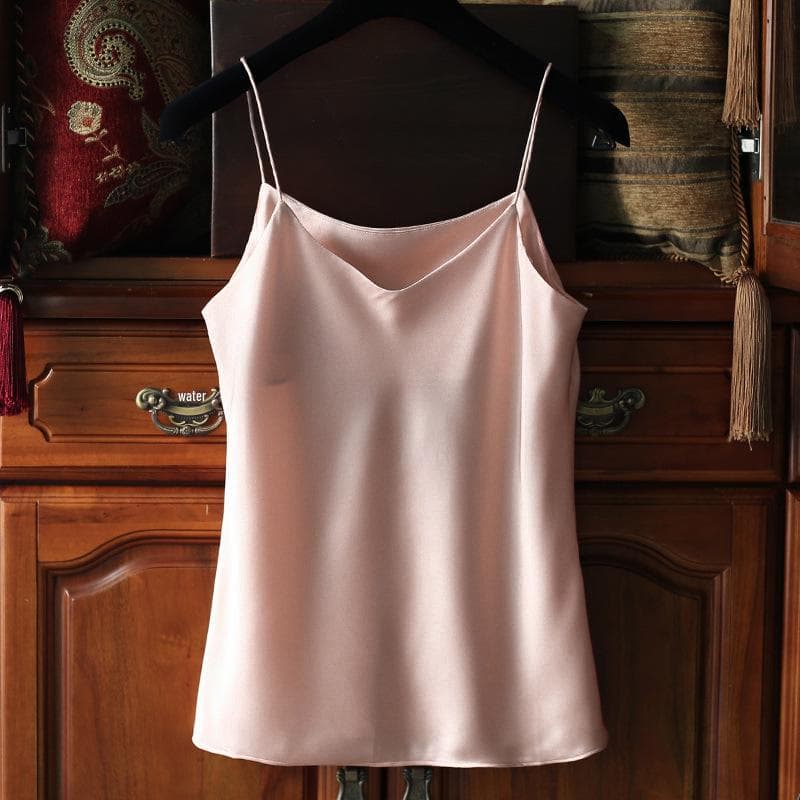 Women's Satin Camisole: Versatile & Sexy with Stylish Back Design Medium pink