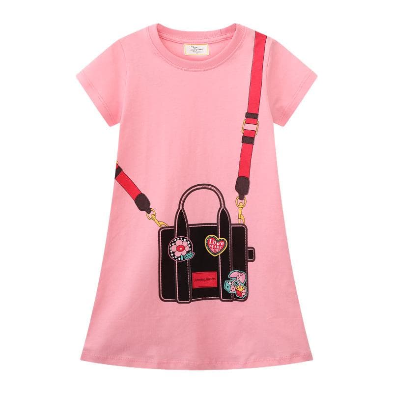 European and American Style Girls' Dress Summer New Arrival Cartoon Print Children's Dress Round Neck Girl's Princess Dress 130cm