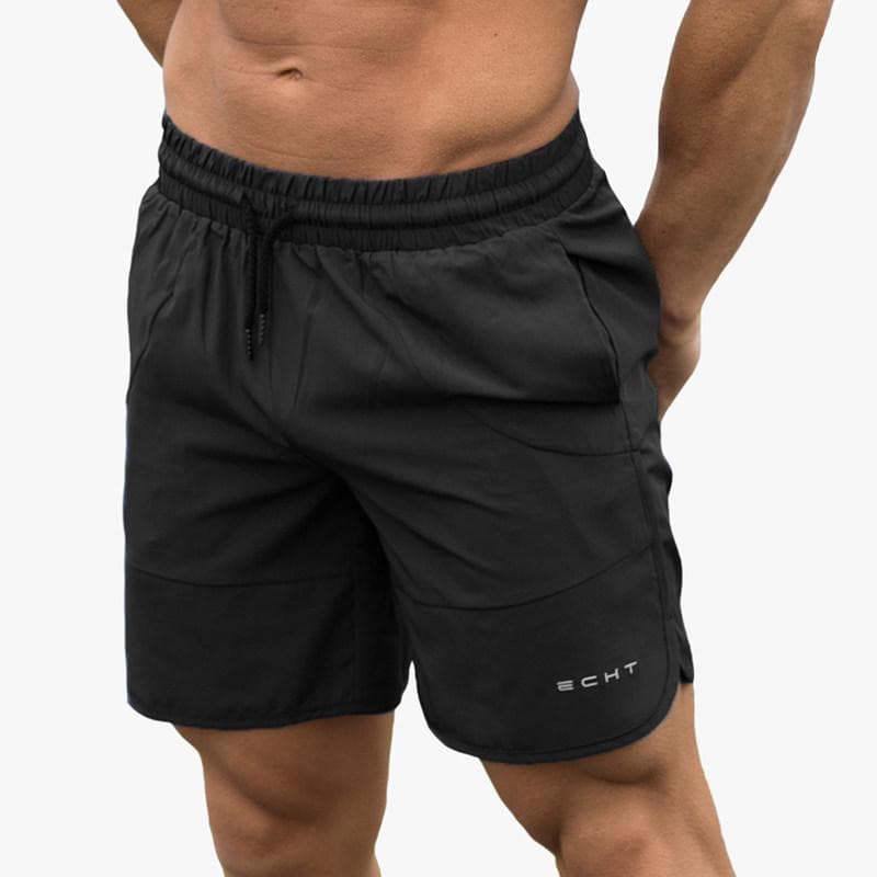 Men Casual Quick dry Shorts Gym Fitness Bodybuilding Workout Running Sports Short pants Beach Shorts XL black