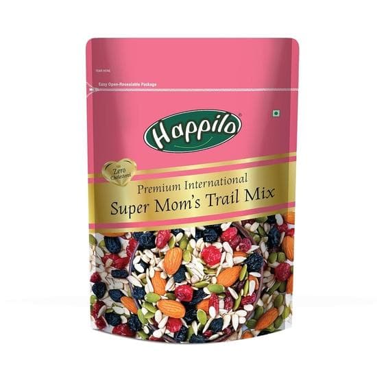 Happilo Premium International Supermom Trail Mix 325g| Roasted Almonds, Pumpkin, Flax & Watermelon Seeds, Dried Cranberries| Superfood Mix Snack