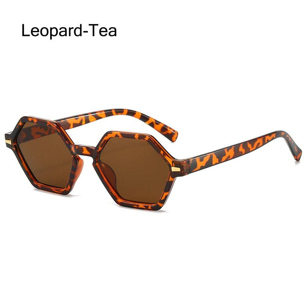 Trendy Hexagonal Small Frame Sunglasses Hip-Hop Style UV400 Protection Rivets Decoration for Women Men