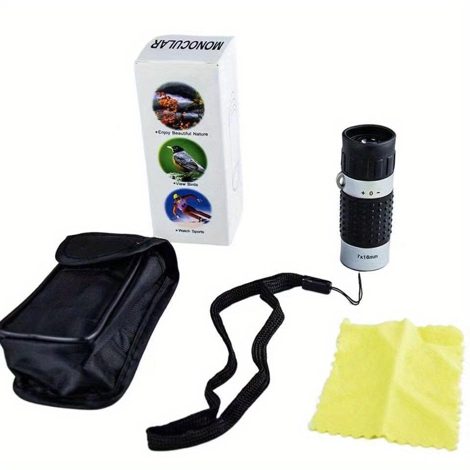 Powerful 7X18 Monocular Telescope, Compact BAK4 Monocular Telescope, Great For Outdoor Camping, Bird Watching And Observing Wildlife, Gift black