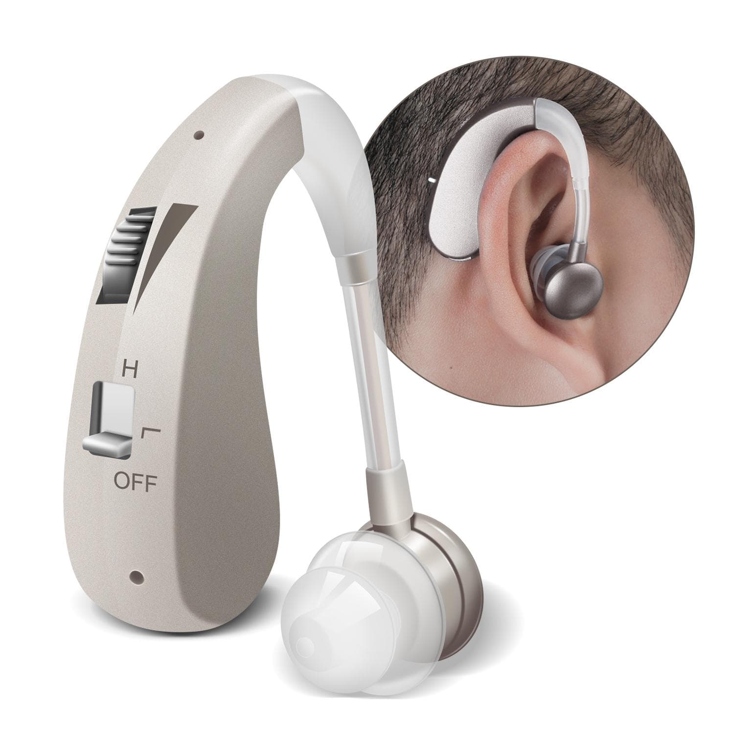 Hearing Aids For Senior Mini Sound Amplifier Rechargable Wireless Earphones Invisible Ears First Aids Adjustment Tools silver