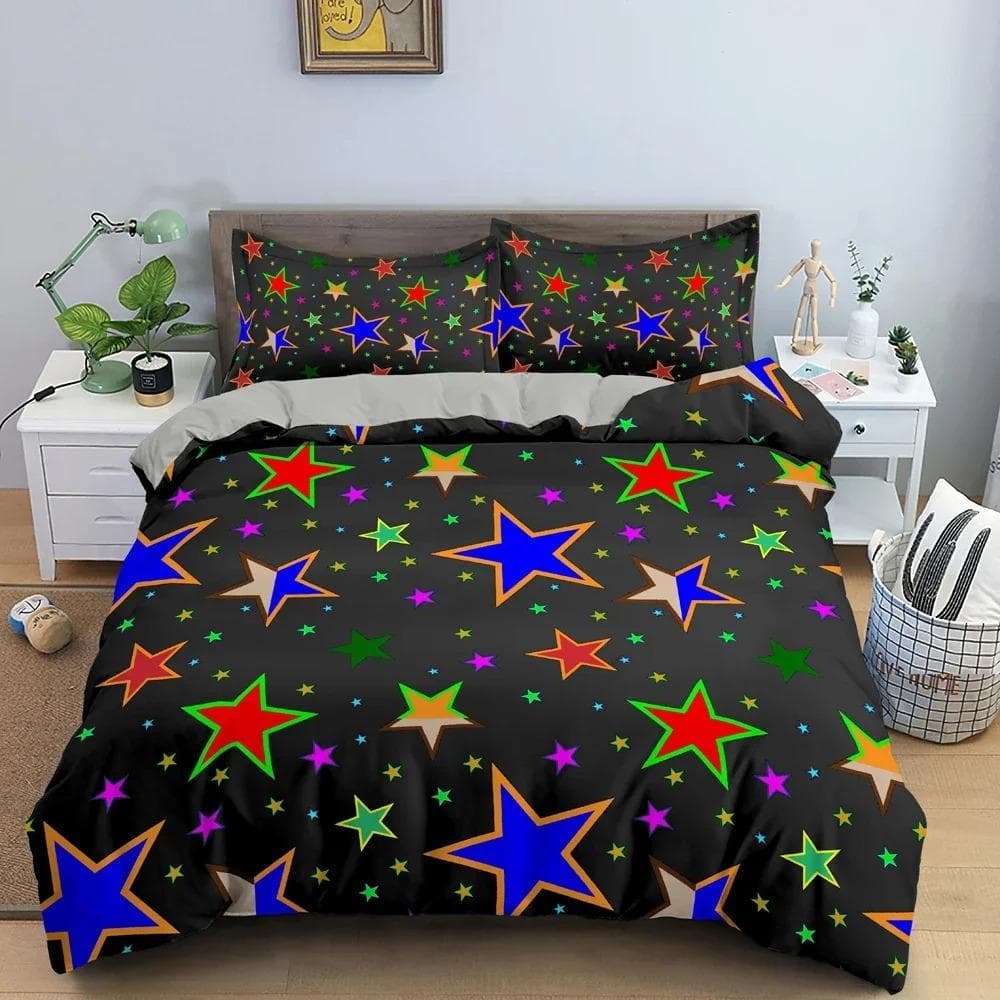 Star Pattern Duvet Cover Colorful Stars Print Quilt Covers For Bedroom Single Twin Queen King Bedding Set Home Decor US Full 200x230cm