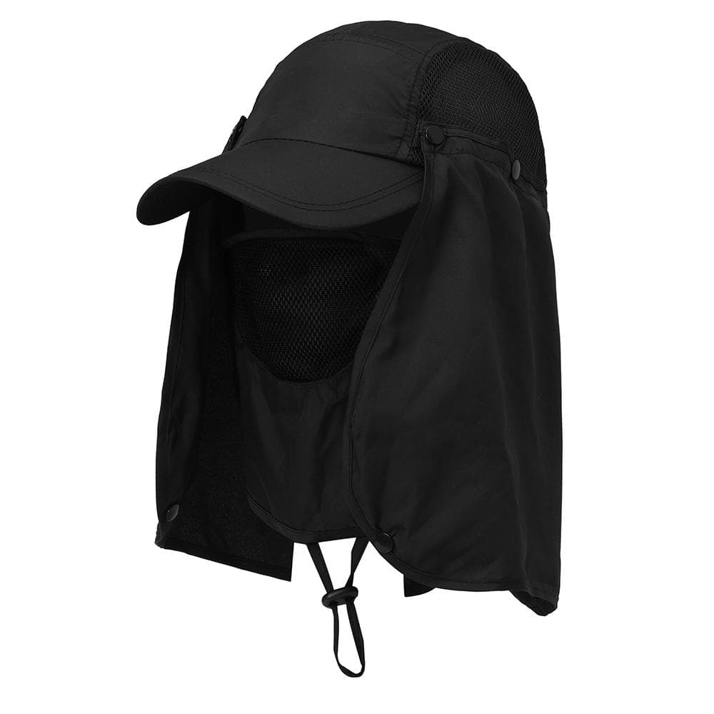 Outdoor Sport Hiking Visor Hat UV Protection Face Neck Cover Fishing Sun Protection Cap black