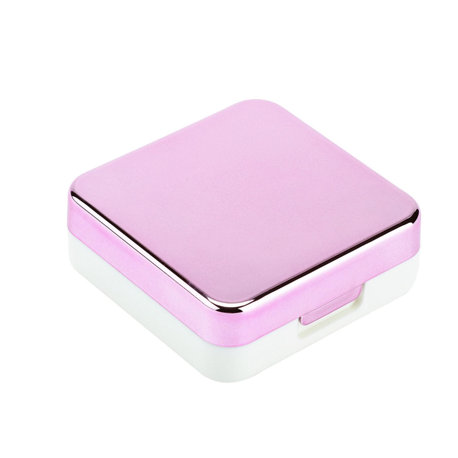Reflective Cover Contact Lens Case Set Cute Lovely Travel Kit Box rose red
