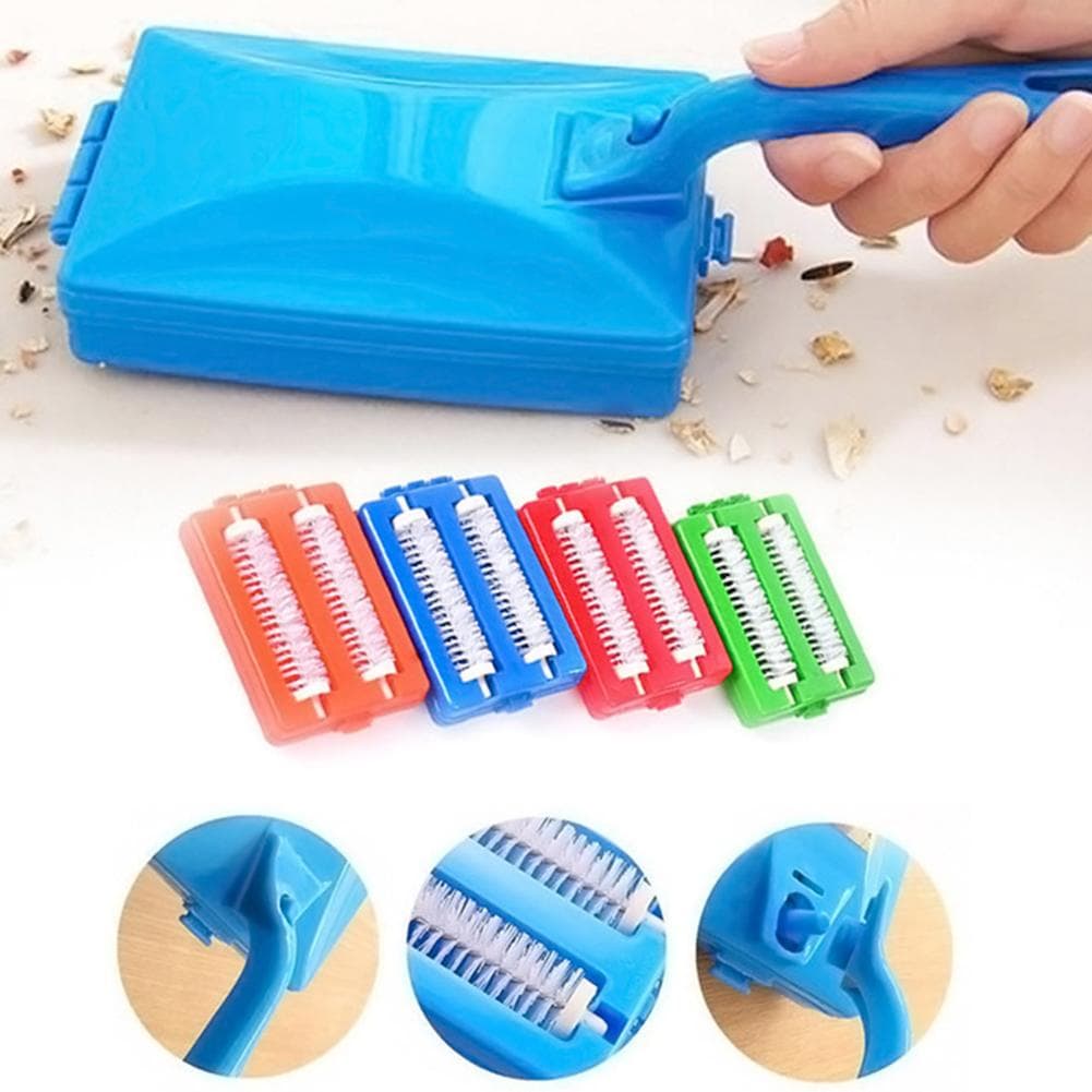 Handheld Home Carpet Cleaner Brush Dual Roller Sofa Carpet Table Crumb Dirt Cleaning Tools