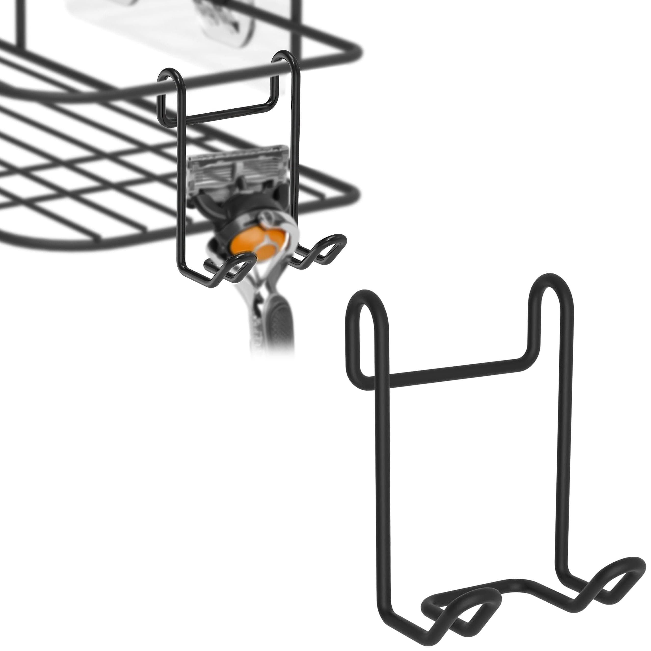 Shower Basket Rack Shelf Hook, Hanger for Wall-Mounted Shower Caddy Accessories, Suitable for Storing Loofahs, Razors, Body Brushes Utility Hooks black