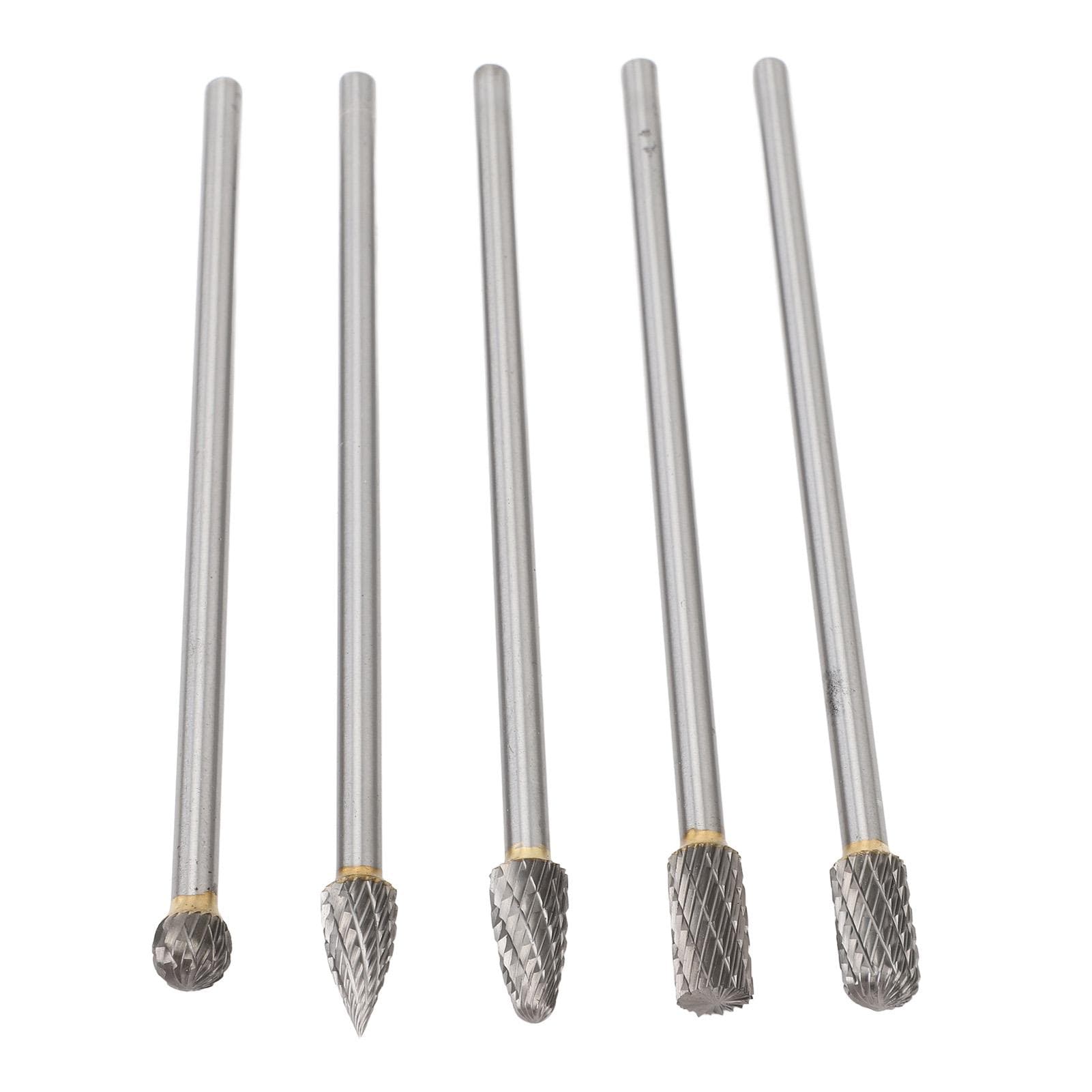 5pcs Rotary Tool Carbide Burr Set 150mm Double Grain Long Handle Alloy Impeller Polishing Tool for 0.2 X 0.4in