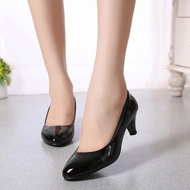 Women Round Nose Elegant High Heels Business Attire Shoes 41 black