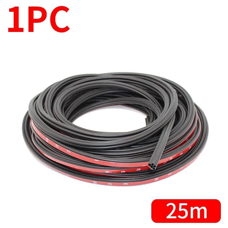Car Door Rubber Seal Strips Auto Double Layer Sealing Stickers For Door Trunk Sound Insulation Weatherstrip Interior Car Accessories 25M black