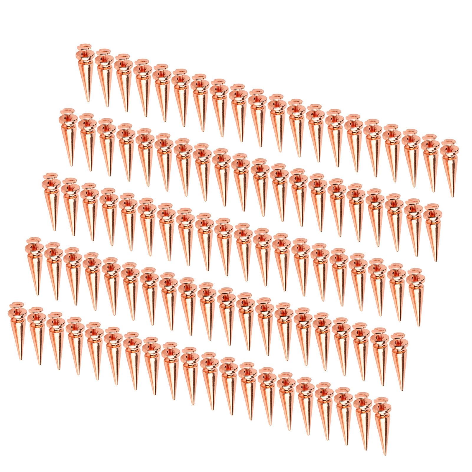 100 Sets Punk Cone Spikes Studs 10x26mm Rose Gold Punk Cone Spiked Screw Rivets DIY Punk Style