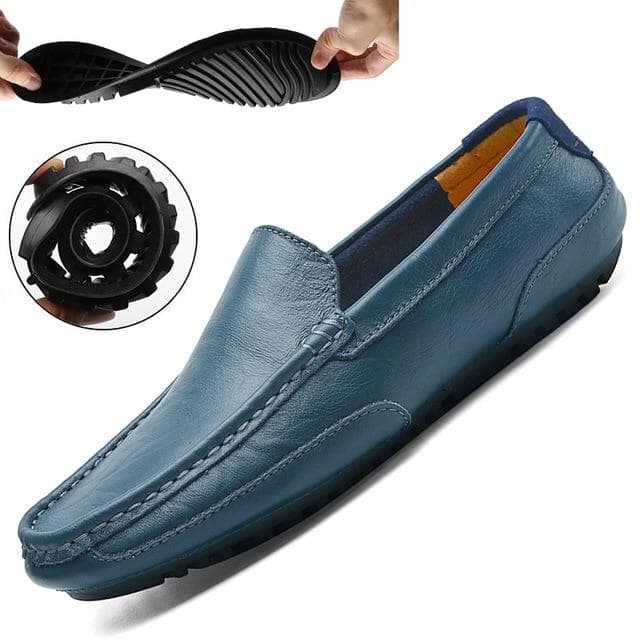 Leather men's shoes luxury fashion casual shoes men's moccasin shoes Italian black men's driving shoes sports shoes 44 blue