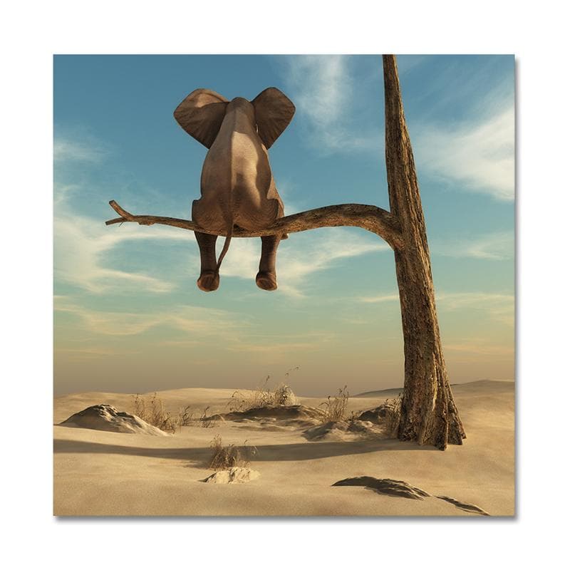 Creative Elephant Animal Portrait Oil Painting Canvas Painting Home Decoration Wall Decoration Poster Art Painting Cuadros Background Wall Decoration 50x50cm
