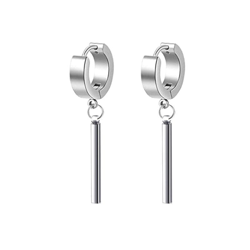 2Pcs Men's and Women's personalized pointy tapered Titanium steel Earrings Retro Simple Circle earrings Hip Hop ear clips