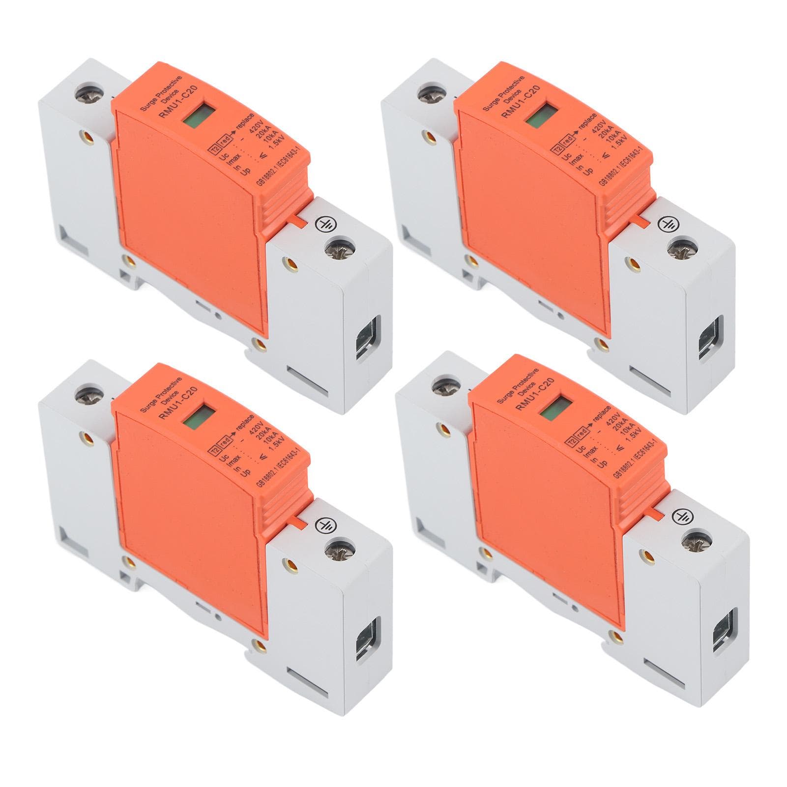 4Pcs 1P Surge Protective Device DIN Rail Mounting SPD House Arrester Protector AC 420V