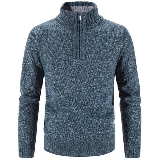 2024 Winter Men's Fleece Thicker Sweater Half Zipper Turtleneck Warm Pullover Quality Male Slim Knitted Wool Sweaters 3Xl XXXL blue
