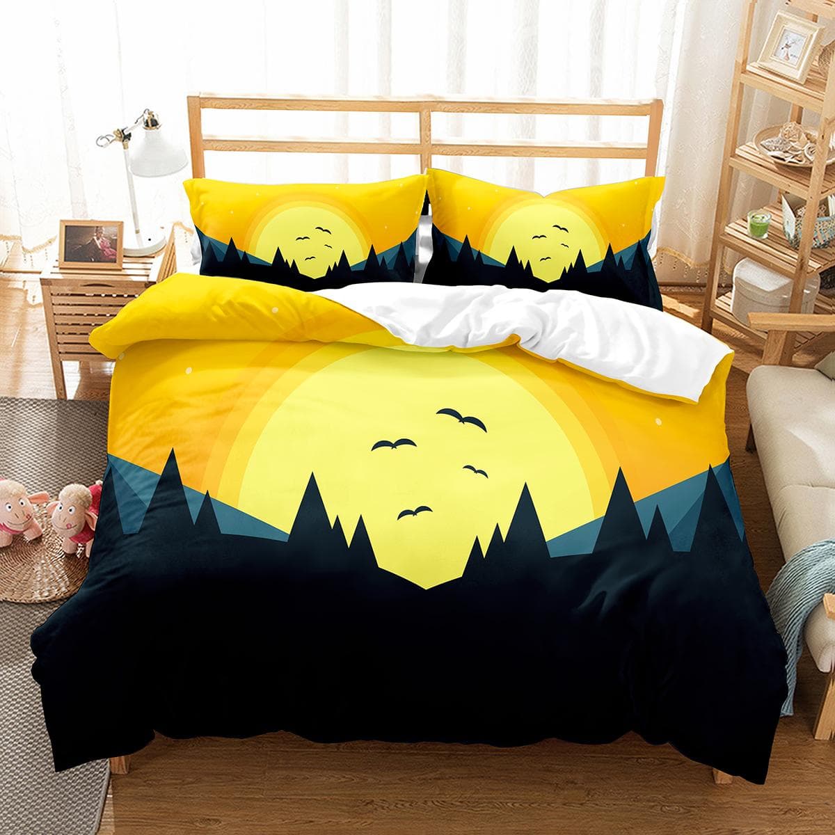 Sun Pattern Duvet Cover Set Double Single Full Size Bohemian Style Bedding Set For Teens Adults Bedroom Decor With Pillowcase EU single(135x200cm)