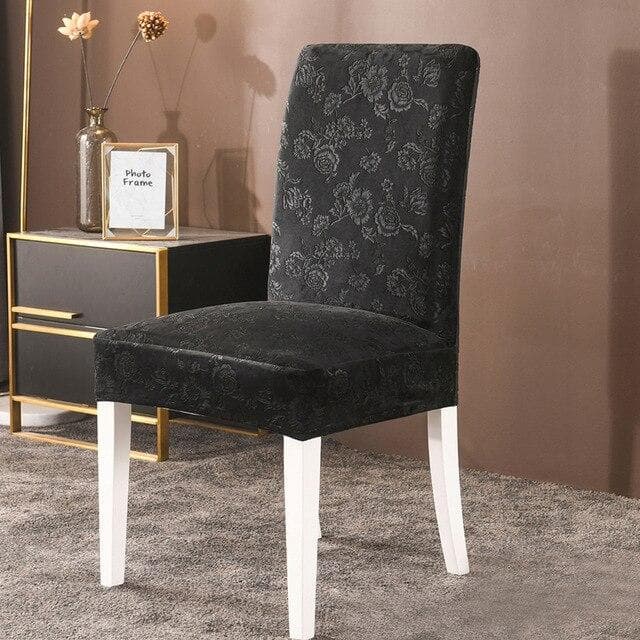 1/2/4/6 Pcs Velvet Extensible Dining Chair Cover Spandex Slipcover Case For Kitchen Dining Room Chair Covers Elastic Stretch 1 Piece black