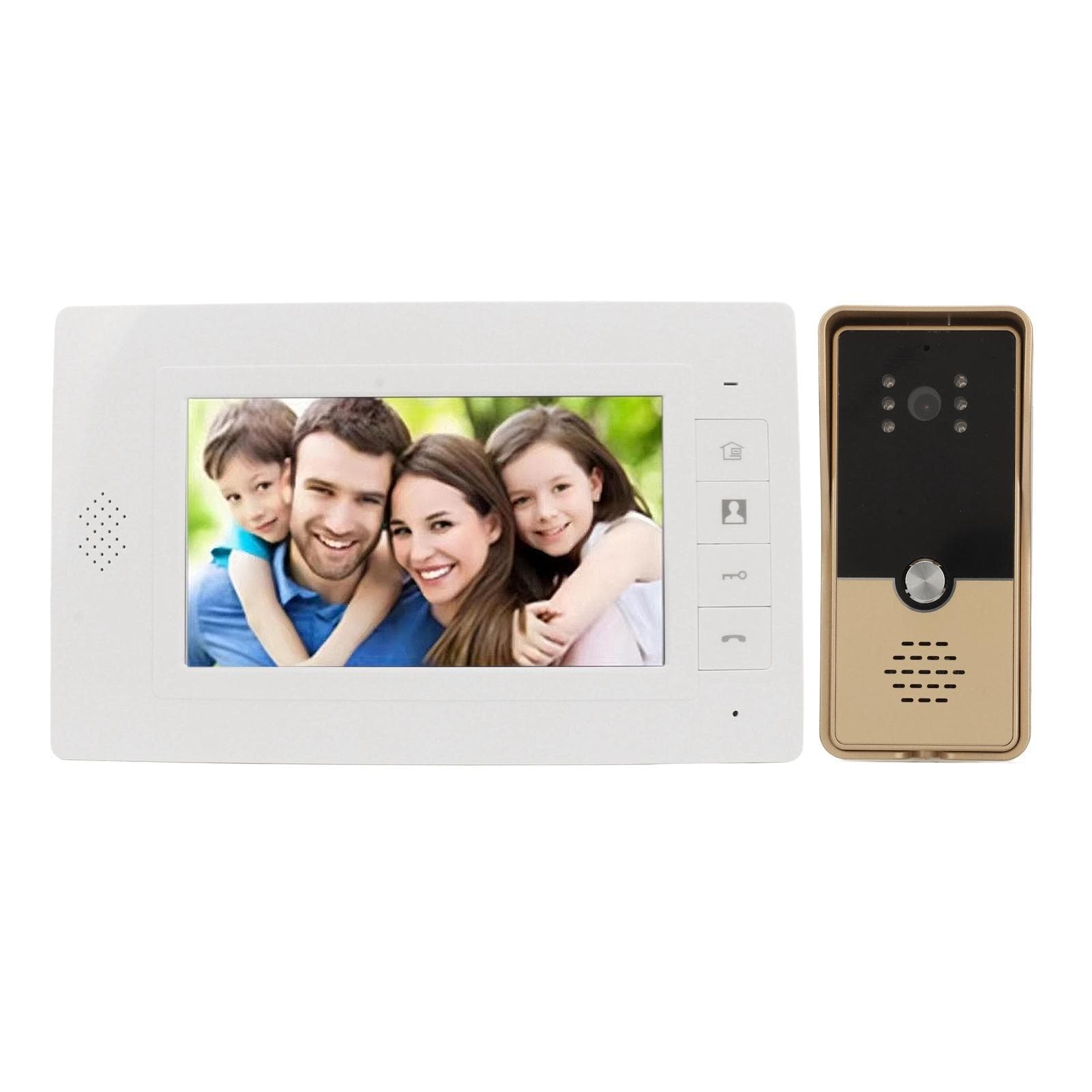 Video Doorbell 7 Inch Monitor HD Night Vision Camera 2 Way Intercom Wired Visual Doorbell System UK Plug