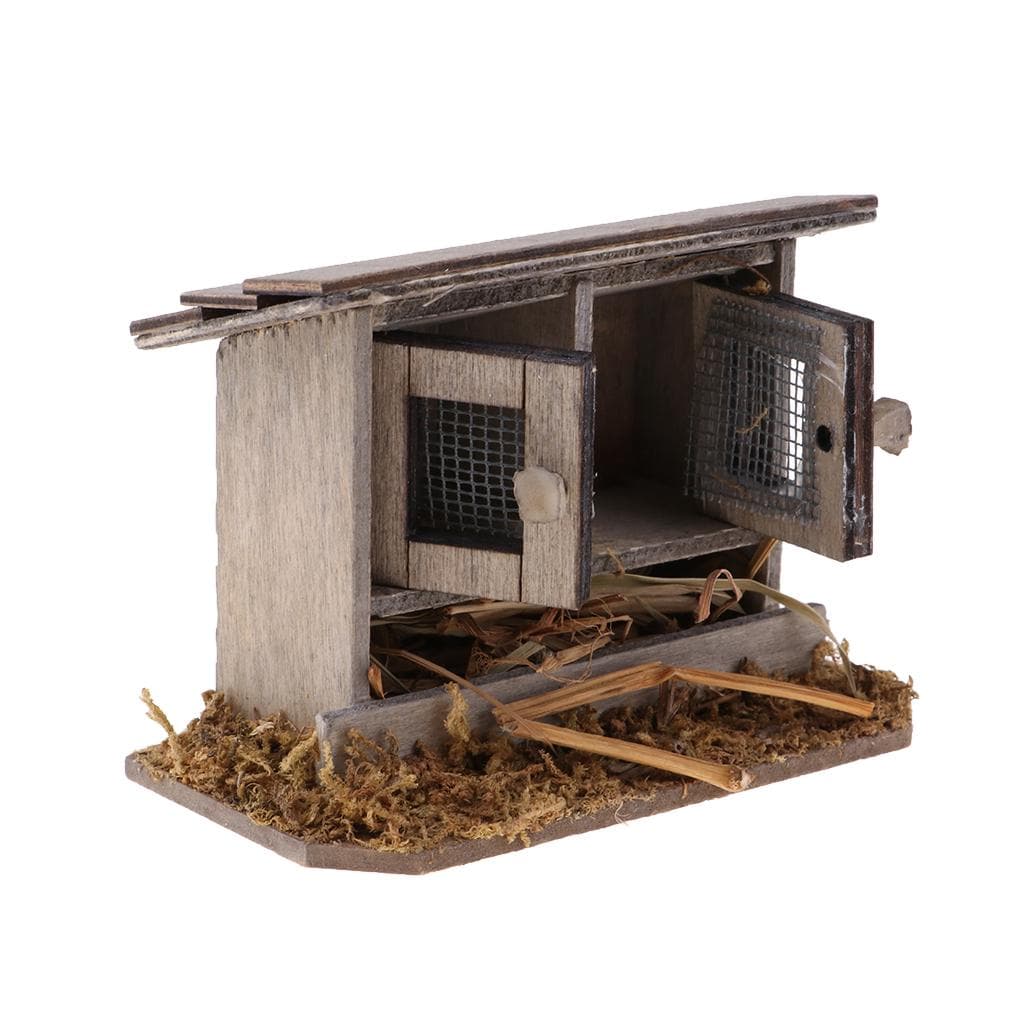 1/12 Miniatures Dollhouse Wooden Simulation Chicken Coop Decoration as described