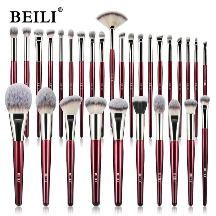 BEILI New 15/9/8PCS Makeup Brushes Set Professional Eyeshadow Brush Foundation Eyeliner Cosmetic Beauty Brush Kit red