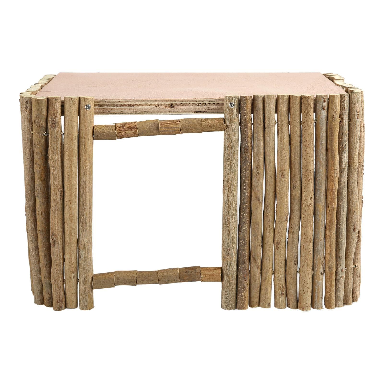 Wooden Small Pet Hideout Breathable Fence Hamster Hideout Hut with Platform for Rabbit Chinchilla