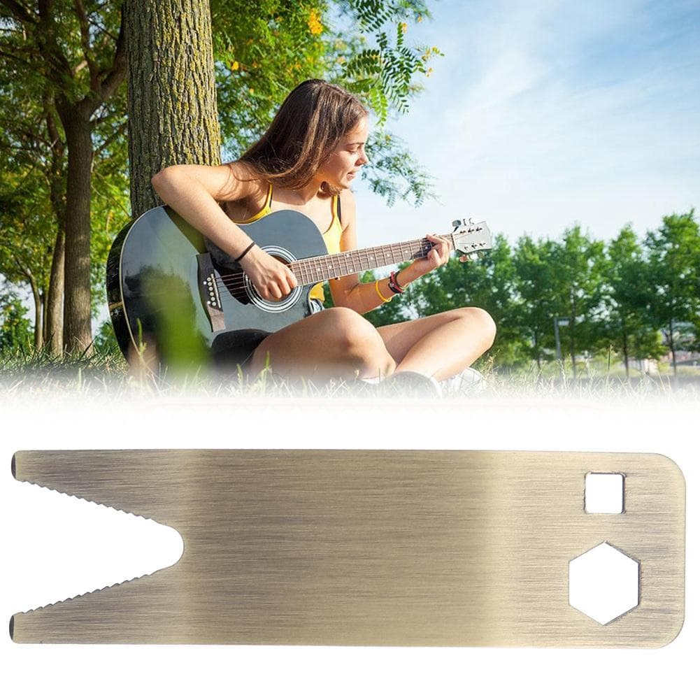 Electric Guitar Bass Stainless Steel MultiTool Spanner Wrench Knob Tuner Bushing(Gold)