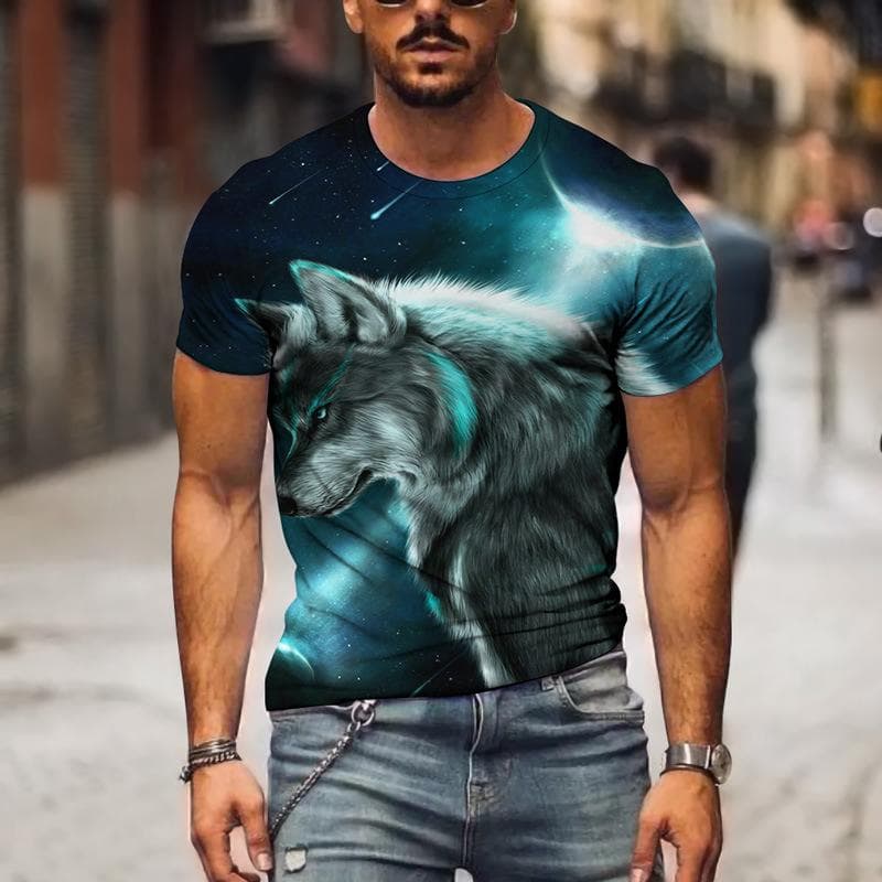 Couple Wolf Print T-Shirt Men's 3D T-Shirt Drop Ship Top Short Sleeve Camiseta Round Neck T-Shirt Fashion Casual Brand M