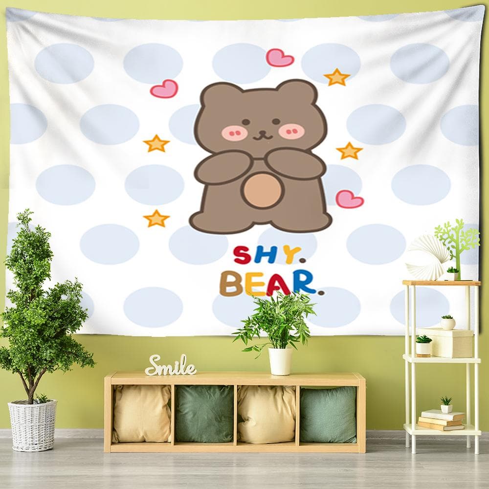 Colorful Cartoon Animal Tapestry Wall Hanging Hippie Bohemian Lovely Fresh Polyester Printing Children's Bedroom Home Decor 95x70CM