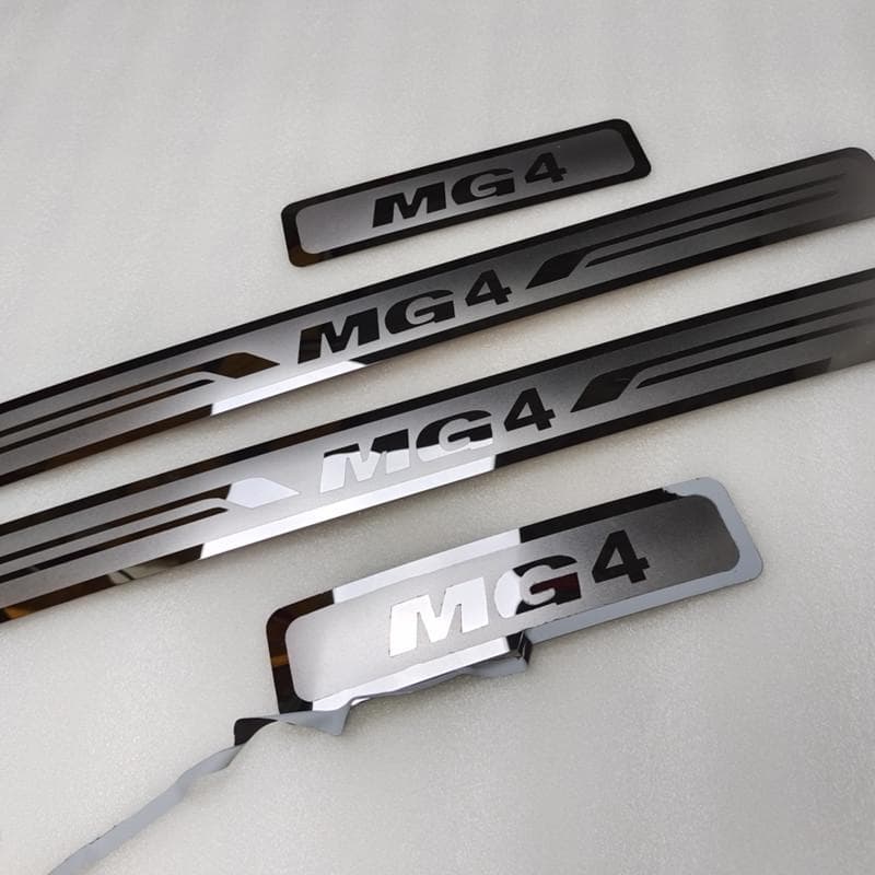 For MG MG4 Door Sill Scuff Plate Trim Auto Protector Stainless Steel Styling Sticker 2016 - Car silver