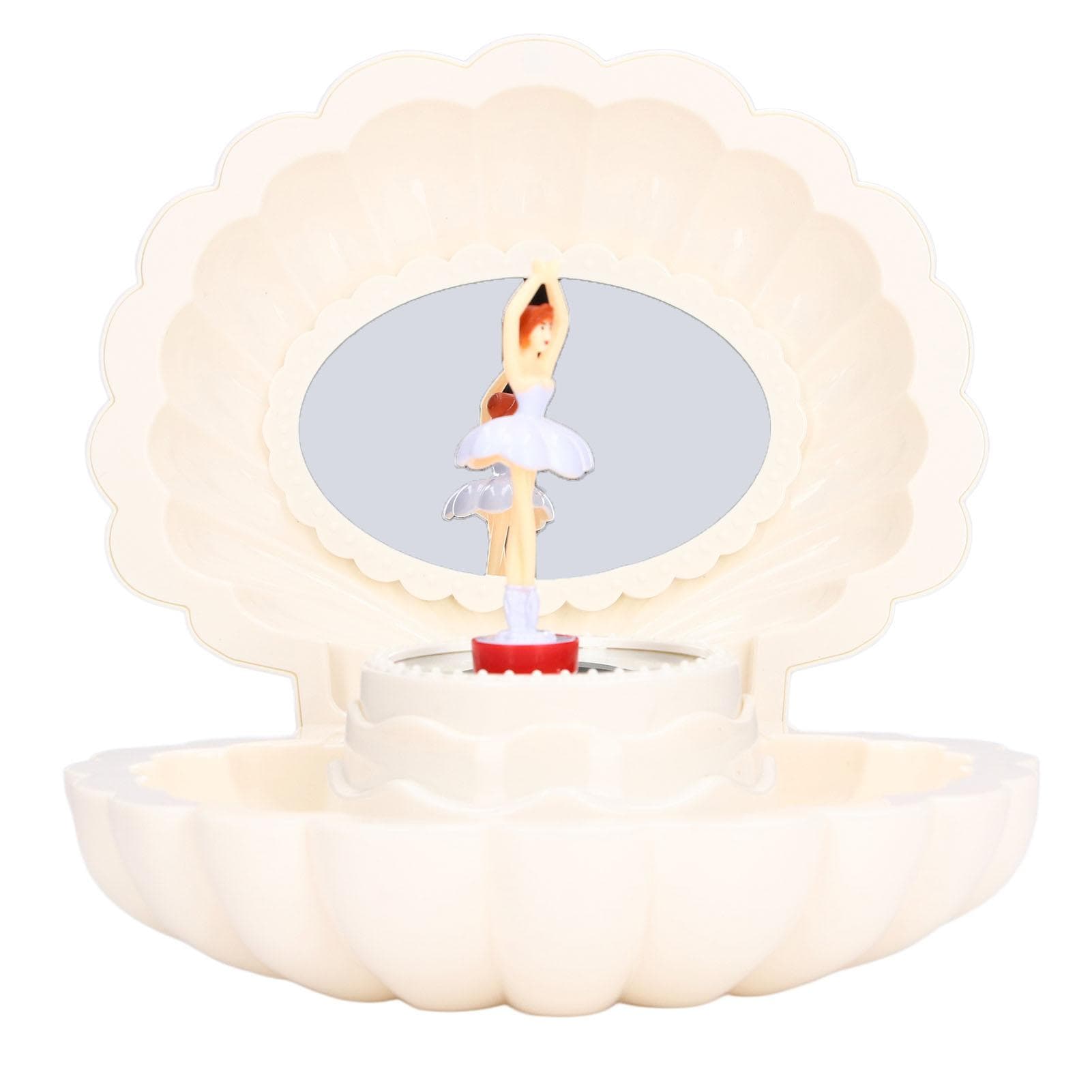 Shell Shape Ballet Girl Music Box with Mirror Classic Retro Melody for Girls Holiday Gift