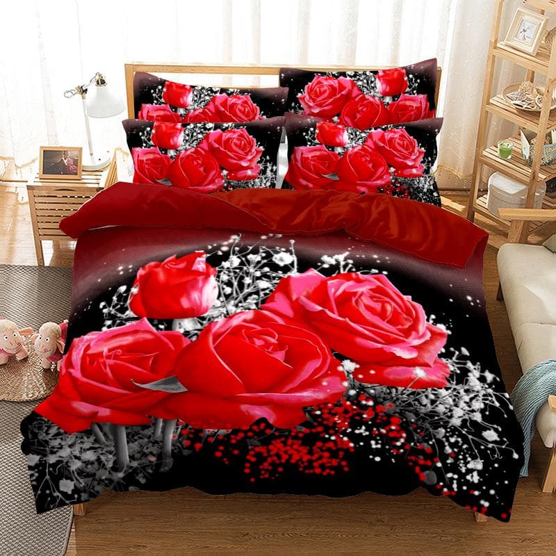 Rose Garden Bedding Set Duvet Cover Set 3d Bedding Digital Printing Bed Linen Queen Size Bedding Set Fashion Design US Full(200x230cm)