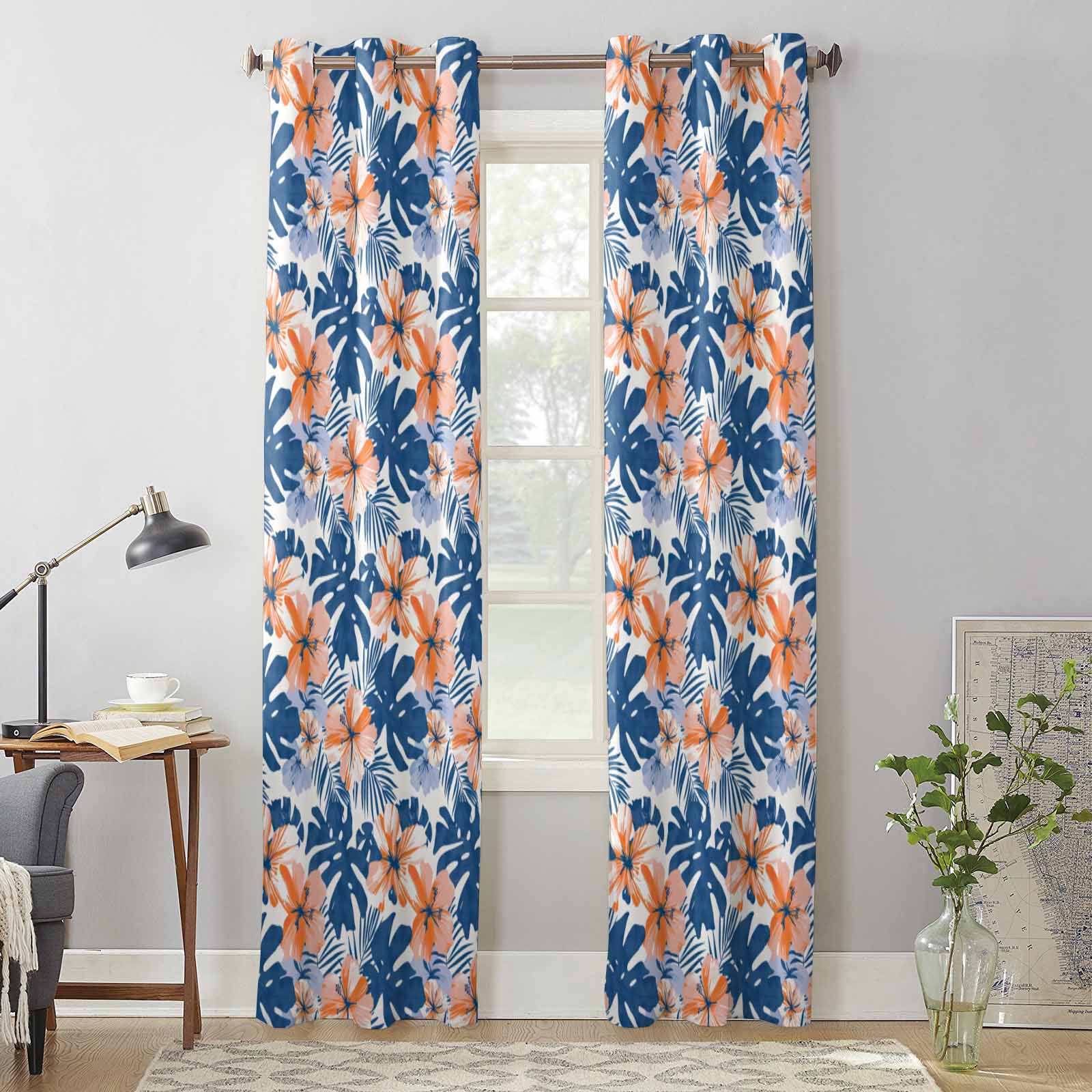 Flowers Tropical Leaves Plants Window Curtains for Living Room Luxury Bedroom Curtain Kitchen Blinds Drapes Curtains 135W x 60H(cm) x1