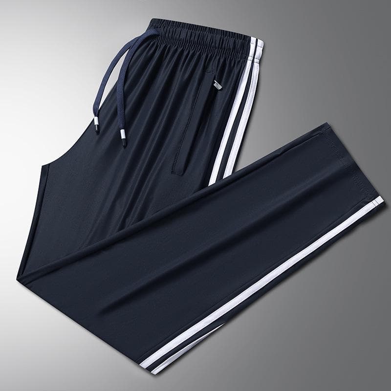Men's Casual Ice Silk Pants - Lightweight, Loose-Fit, Breathable Three-Stripe Design, Perfect for Summer Outdoor Sports. 7XL (115-130 kg)