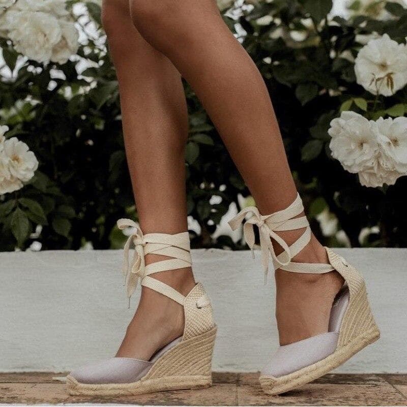Women's Espadrille Ankle Strap Sandals Comfortable Slippers Ladies Womens Casual Shoes Breathable Flax Hemp Canvas Pumps 38 red