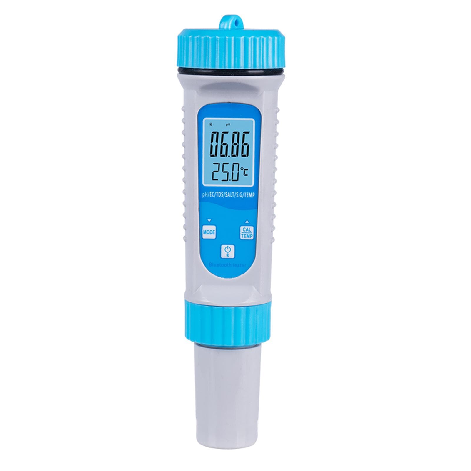 Smart BT 6 in 1 Ph Tester Pool Water PH EC TDS SALT S.G Temperature Tester Pool Water Quality white/blue
