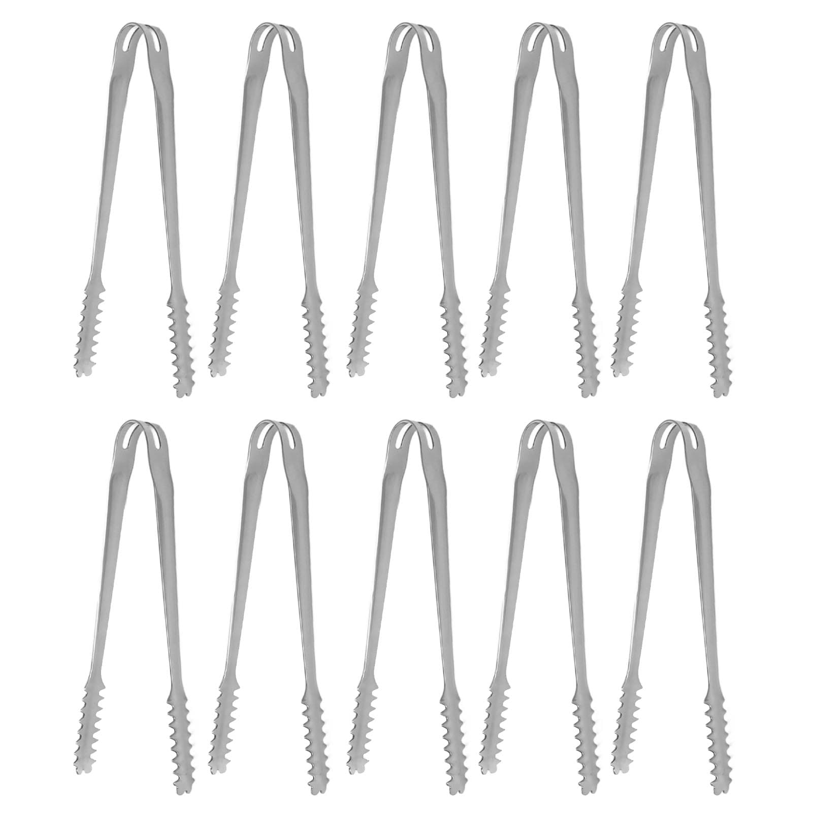 10PCS Ice Tongs Food Tongs Stainless Steel Easy to Clean Strong Grip Versatile for Party Kitchen 5.1in