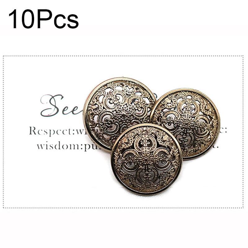 10PCS Retro DIY Golden Clothing Sewing Hollow Buttons Handmade Suit Metal Blouse Decorative 20MM