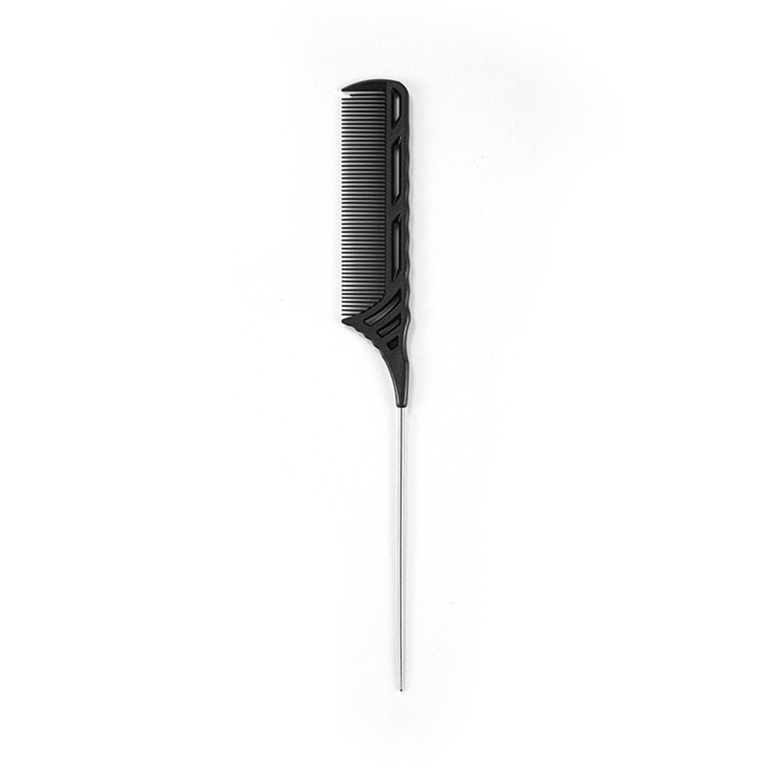 1PC Professional 8.9 Inch Tail Comb Rattail Comb Stainless Steel Pintail Anti Static And Heat black