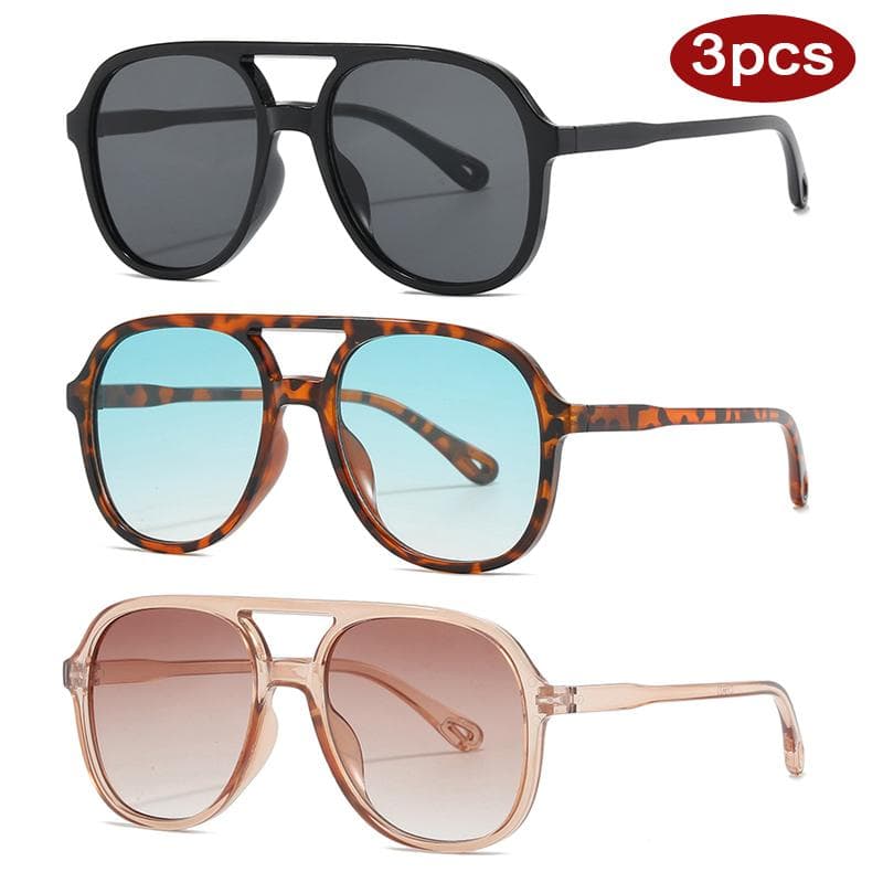 3pcs Vintage Square Sunglasses Large Frame Multi Color UV400 Protection Unisex Fashion Outdoor Casual Eyewear